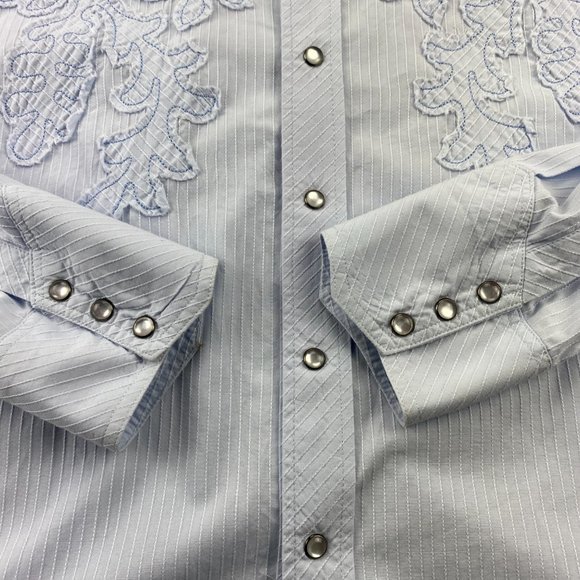 Panhandle Slim Western Shirt Men Extra Large XL Blue Button Up Pearl Snap Cowboy - Picture 6 of 13
